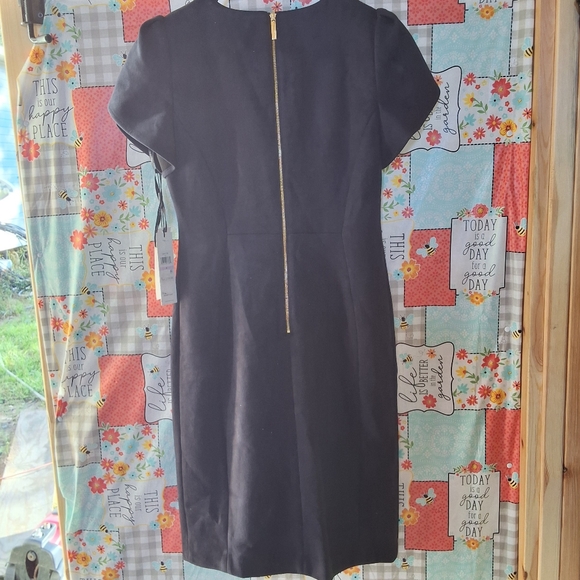 NWT CALVIN KLEIN TEXTURED CAP SLEEVE JEWEL NECK KNEE LENGTH EVENING DRESS - Picture 4 of 11